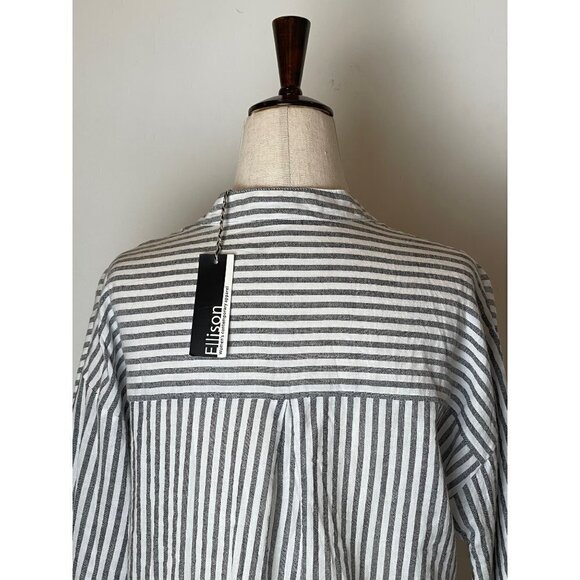 Ellison Blue And‎ White Striped Cotton Bell Sleeves Button Front Blouse Size S - Picture 8 of 13